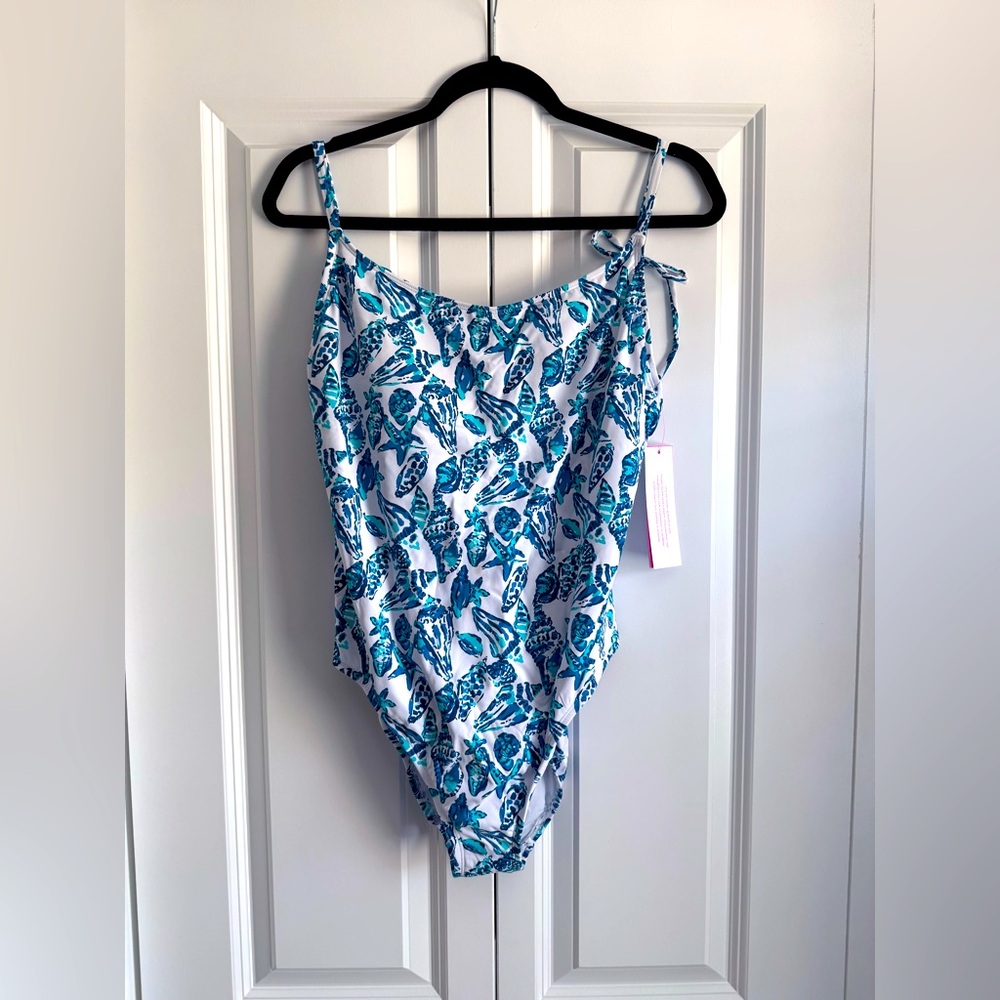 Lilly Pulitzer LIMA ONE PIECE RESORT WHITE SHELL COLLECTOR Size 12 NWT